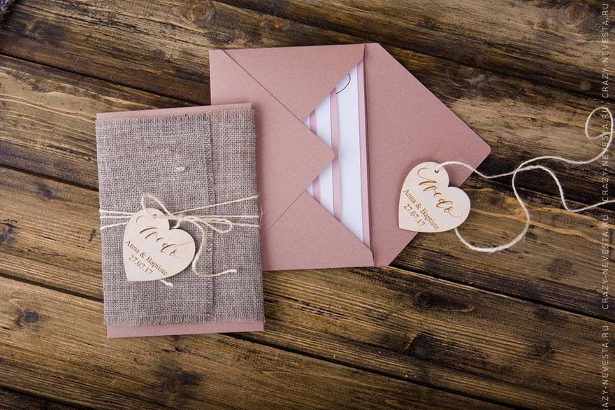 Прямоугольные / Квадратные Приглашение Розовый миндаль от Crazy Невеста 3