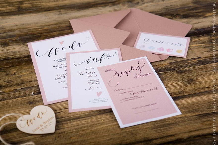 Прямоугольные / Квадратные Приглашение Розовый миндаль от Crazy Невеста 6