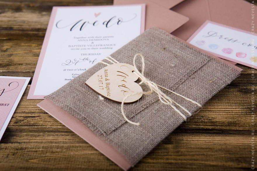 Прямоугольные / Квадратные Приглашение Розовый миндаль от Crazy Невеста 8