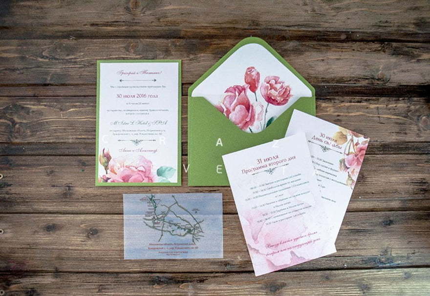 Прямоугольные / Квадратные Приглашение розовый сад от Crazy Невеста 2