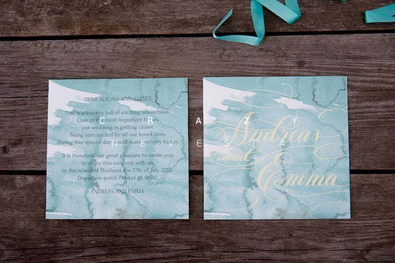 Прямоугольные / Квадратные Приглашение Аквамарин от Crazy Невеста 2