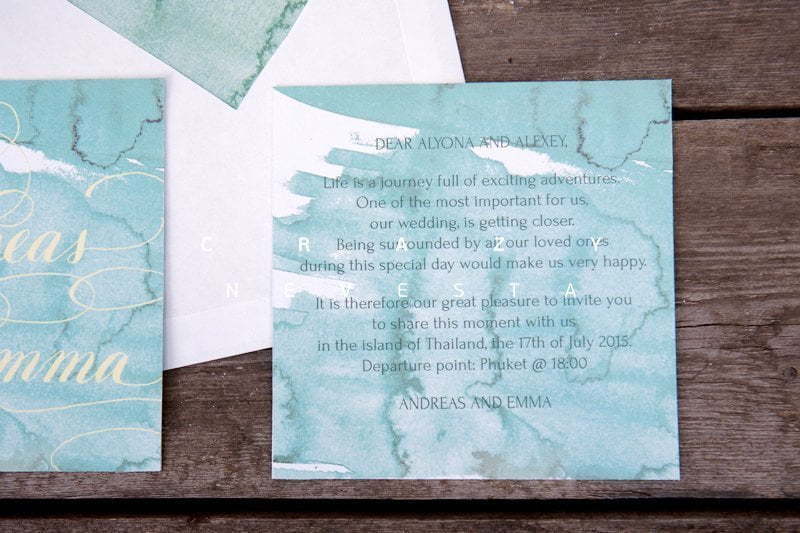 Прямоугольные / Квадратные Приглашение Аквамарин от Crazy Невеста 3