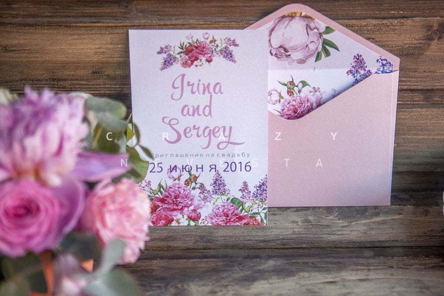 Прямоугольные / Квадратные Приглашение Пион от Crazy Невеста 2