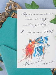 Прямоугольные / Квадратные Приглашение Серый и Рыжая от Crazy Невеста 1