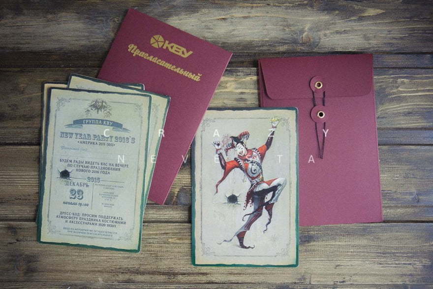 Прямоугольные / Квадратные Приглашение Джокер от Crazy Невеста 3