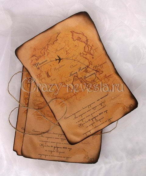 Свиток Приглашение Манускрипт с картой от Crazy Невеста 3
