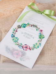 Открытка Приглашение с калькой Суккуленты от Crazy Невеста 1