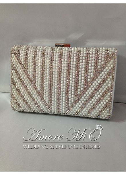 Клатч МК_бокс с полосками серебро от Свадебный салон Amore Mio 2