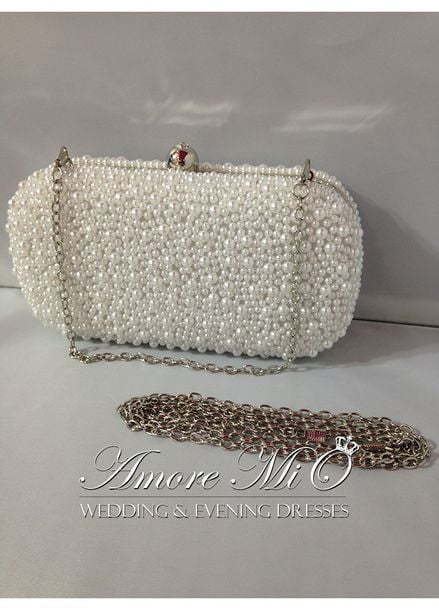 Клатч МК_жемчуг кнопка белый от Свадебный салон Amore Mio 2