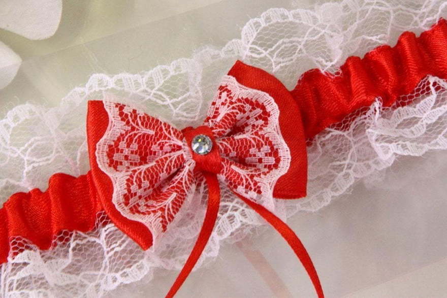 Цветные кружевные подвязки Красная от  2