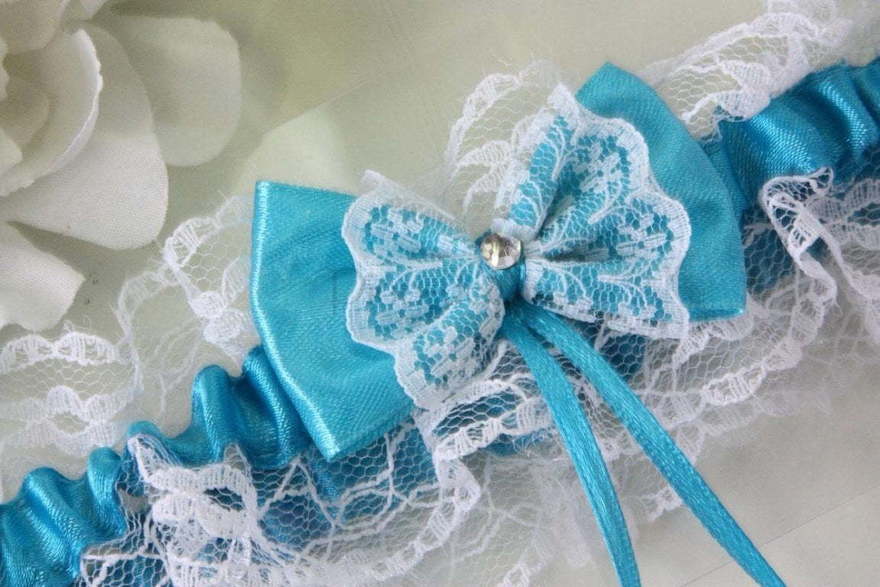 Цветные кружевные подвязки Бирюза от  2