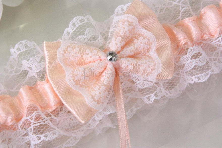 Цветные кружевные подвязки Персик от  2