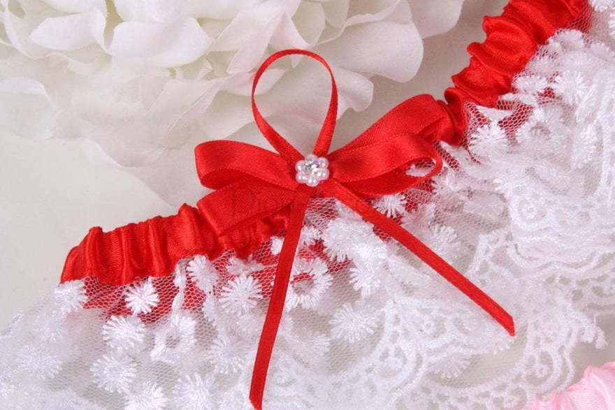 Кружевная подвязка с цветной полоской от  3