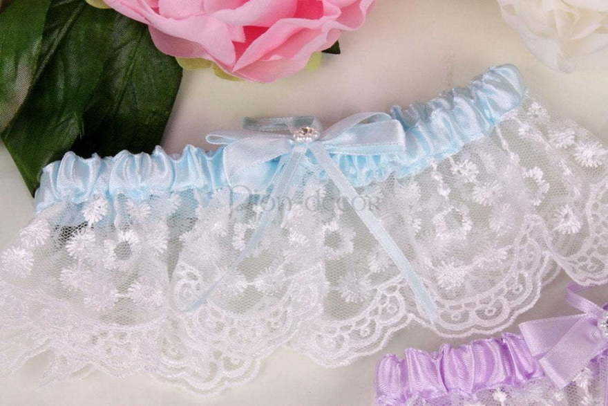 Кружевная подвязка с цветной полоской от  2