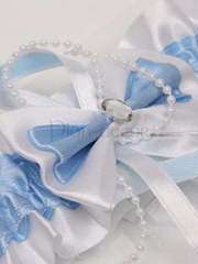 Атласная голубая подвязка от  2