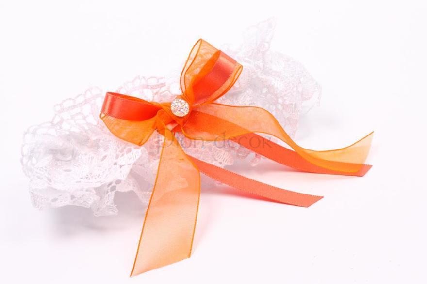 Подвязка невесты - оранжевый бант от  1