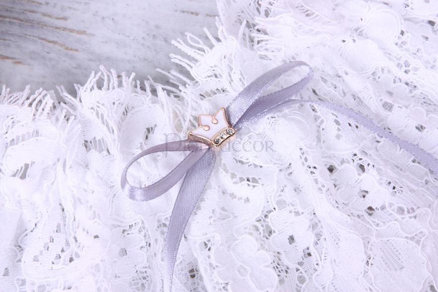 Белая кружевная подвязка Queen серебро от  2