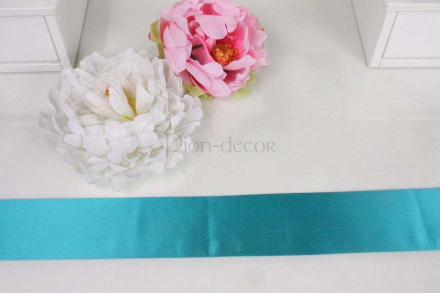 Атласный бирюзовый пояс с широкими концами от  2