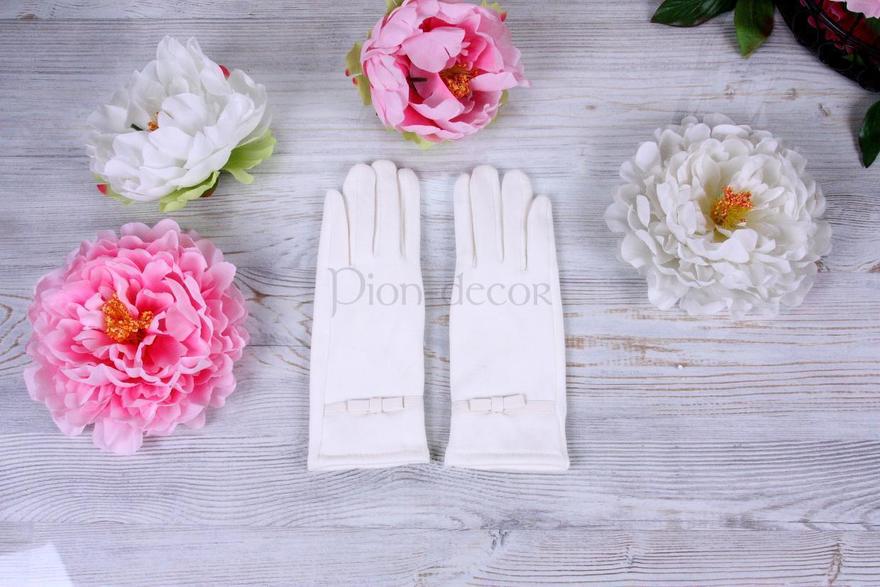 Перчатки для невесты Айвори бант от  2