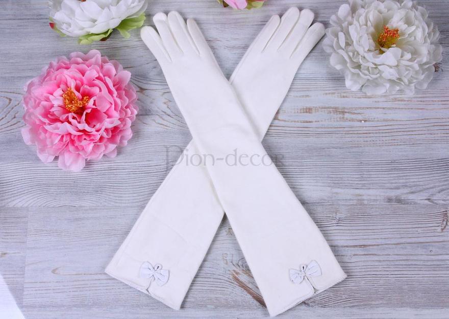 Длинные свадебные перчатки Бантики от  2