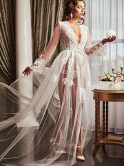 Кружевное будуарное платье с рукавчиком от Свадебный салон NICOLE 1