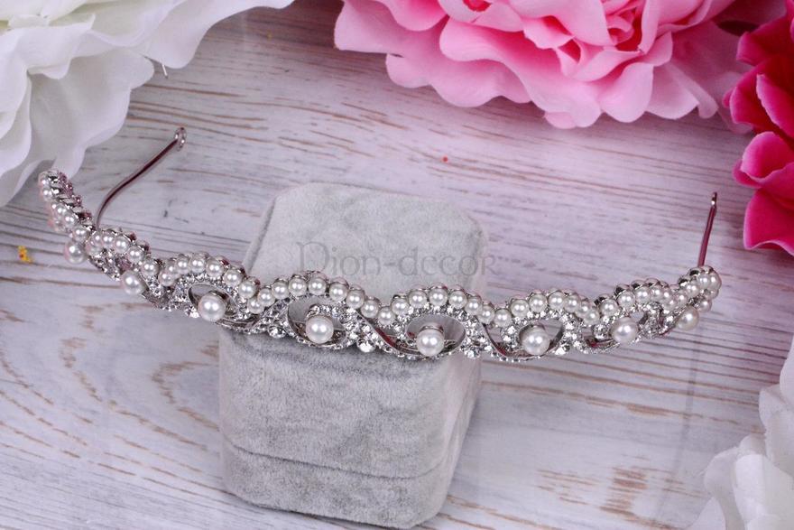Свадебная тиара c жемчужинами со стразами Swarovski от  3