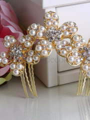 Гребень Жемчужные цветы золотистый от  1