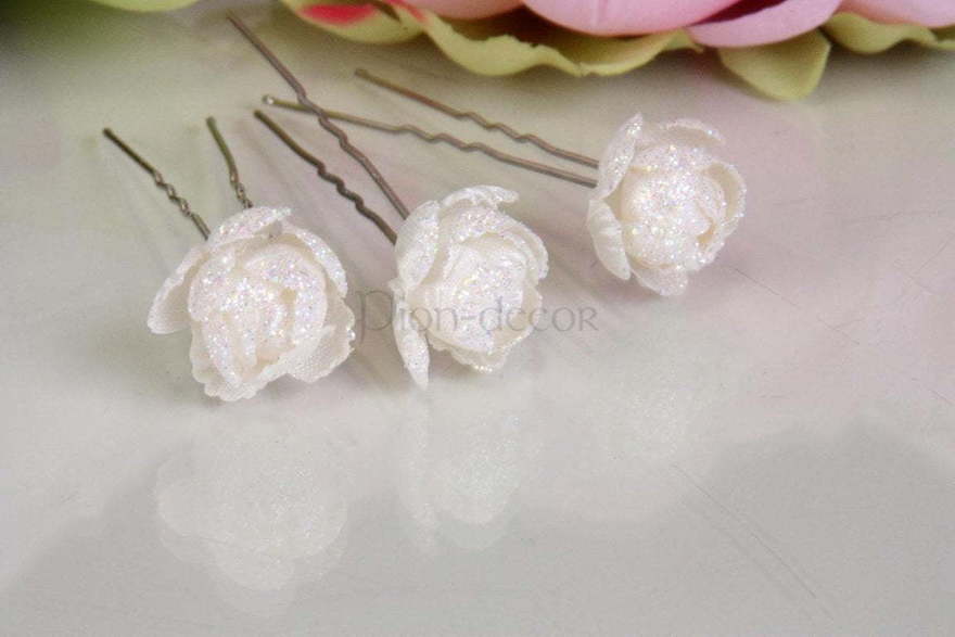 Шпилька Пион айвори от  2