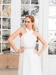 Свадебное платье 03. Силуэт А-силуэт. Цвет Айвори / Капучино. Вид 1