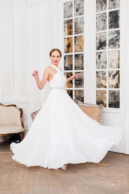 Свадебное платье 03. Силуэт А-силуэт. Цвет Айвори / Капучино. Вид 4