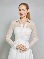 Свадебное платье Elle. Силуэт А-силуэт. Цвет Айвори / Капучино. Вид 2