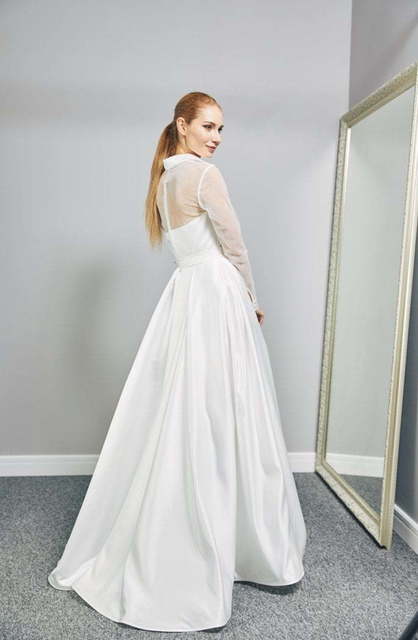 Свадебное платье Elle. Силуэт А-силуэт. Цвет Айвори / Капучино. Вид 4