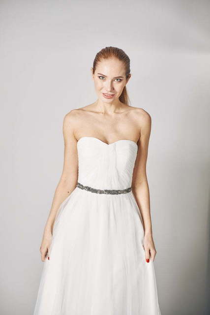 Свадебное платье Elena. Силуэт А-силуэт, Прямое. Цвет Айвори / Капучино. Вид 2