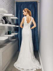 Свадебное платье W0007. Силуэт Прямое, Рыбка. Цвет Айвори / Капучино. Вид 2