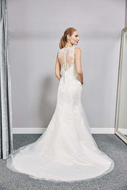 Свадебное платье W0010. Силуэт Рыбка. Цвет Айвори / Капучино. Вид 2