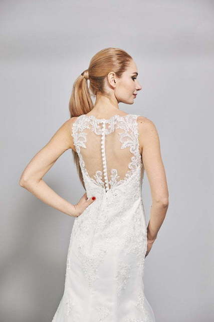 Свадебное платье W0010. Силуэт Рыбка. Цвет Айвори / Капучино. Вид 4