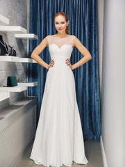 Свадебное платье W0011. Силуэт Прямое. Цвет Айвори / Капучино. Вид 1