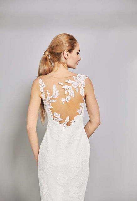 Свадебное платье W0016. Силуэт Рыбка. Цвет Айвори / Капучино. Вид 3
