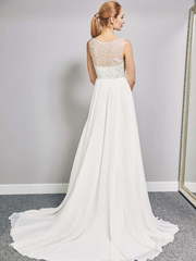 Свадебное платье W0022. Силуэт А-силуэт, Прямое. Цвет Айвори / Капучино. Вид 2