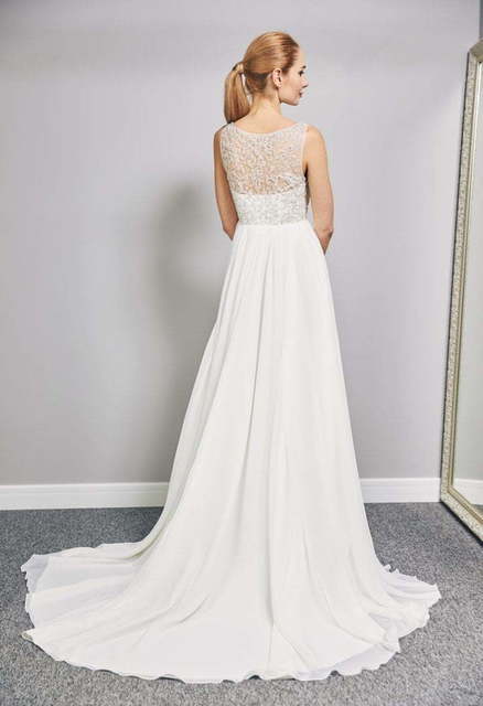 Свадебное платье W0022. Силуэт А-силуэт, Прямое. Цвет Айвори / Капучино. Вид 2