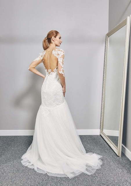 Свадебное платье W0029. Силуэт Рыбка. Цвет Айвори / Капучино. Вид 2