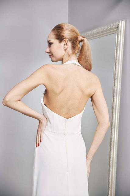 Свадебное платье W0031. Силуэт Прямое. Цвет Айвори / Капучино. Вид 4