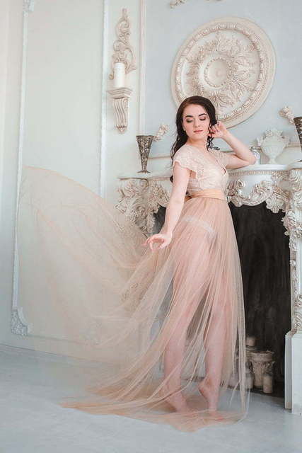 Бежевое платье Камелия от Будуарные платья Юлии Блейх 4