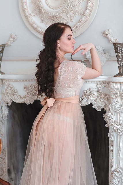 Бежевое платье Камелия от Будуарные платья Юлии Блейх 5