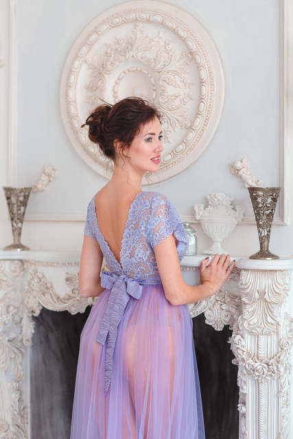 Платье Камелия цвета сирень от Будуарные платья Юлии Блейх 5