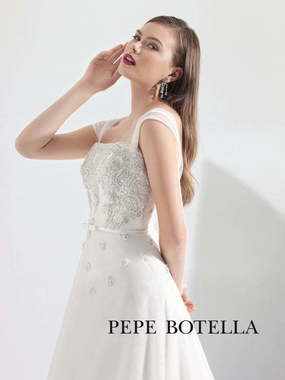 Свадебное платье Pepe Botella (Арт. 494). Силуэт А-силуэт. Цвет Белый / Молочный, Айвори / Капучино. Вид 1