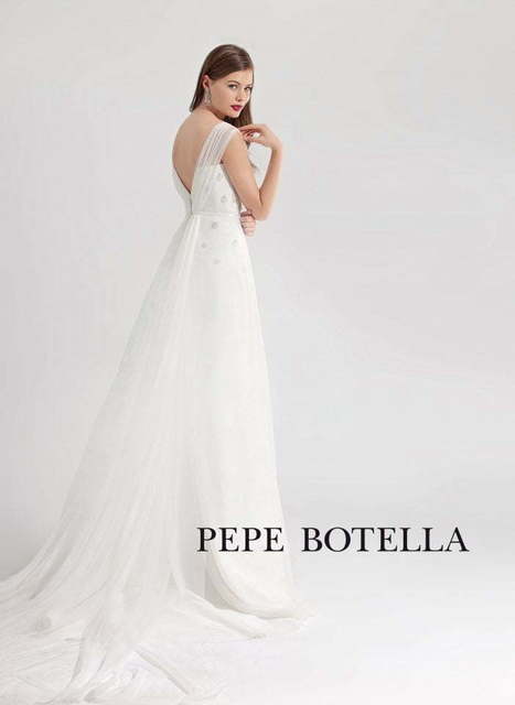 Свадебное платье Pepe Botella (Арт. 494). Силуэт А-силуэт. Цвет Айвори / Капучино, Белый / Молочный. Вид 2