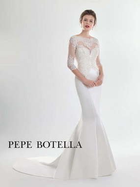 Свадебное платье Pepe Botella (Арт. 537). Силуэт Рыбка. Цвет Белый / Молочный, Айвори / Капучино. Вид 1