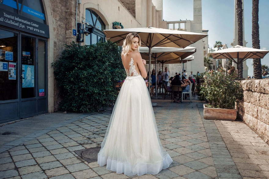 Свадебное платье ES 1820. Силуэт А-силуэт. Цвет Айвори / Капучино, Белый / Молочный. Вид 2