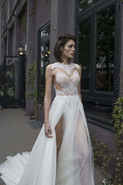 Свадебное платье Grace, RD-206. Силуэт А-силуэт. Цвет Айвори / Капучино. Вид 3